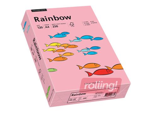 Papīrs Rainbow 55, A4, 120g/m2, 250 loksnes, rozā 