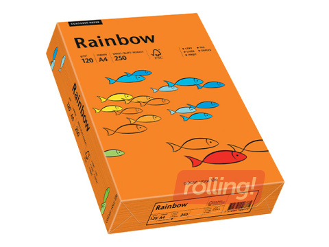 Papīrs Rainbow 26, A4, 120g/m2, 250 loksnes, spilgti oranžs