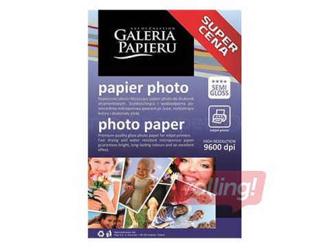Foto papīrs, pusglancēts, 10x15cm, 200g/m², 50 loksnes