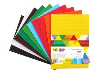 Kartons gofrēts divpusējs Happy Color MIX, A4, dažādas krāsas, 10 loksnes