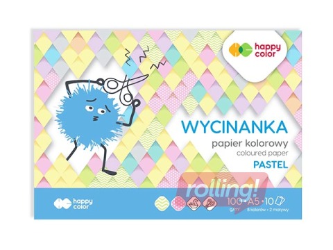 Aplikāciju papīrs glancēts Happy Color A5, vienpusīgs, 10 lapas, pasteļkrāsās