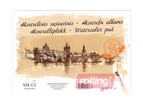 Akvareļu albums SM·LT, A3, 200g/m², 10 loksnes