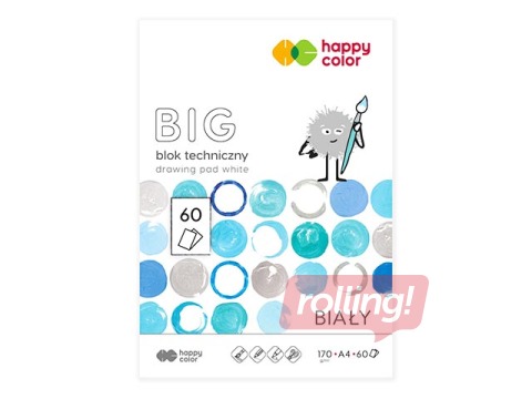 Zīmēšanas albums Happy Color, A4, 170 g/m2, 60 baltas loksnes