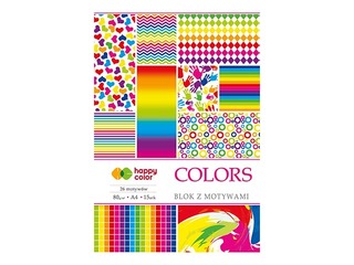 Dizaina papīrs ar motīvu Colors A4, 80 g/m2, 15 loksnes, 27 krāsaini motīvi
