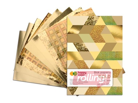 Dizaina papīrs Gold, A4, 150-230 g/m2, 10 loksnes, zelta toņi