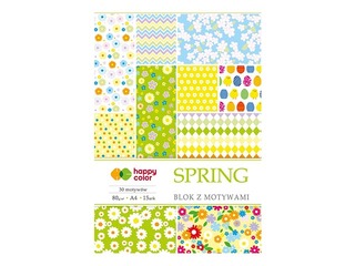 Dizaina papīrs ar motīvu Spring A4, 80 g/m2, 15 loksnes, 30 pavasara motīvi