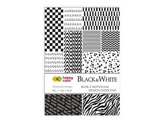Dizaina papīrs ar motīvu BLACK&WHITE A4, 80 g/m2, 15 loksnes, 26 motīvi