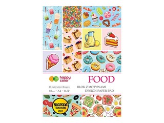 Dizaina papīrs ar motīvu Food A4, 80 g/m², 16 loksnes, 27 ēdienu motīvi