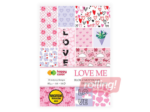 Dizaina papīrs Love Me A4, 80 g/m2, 16 loksnes