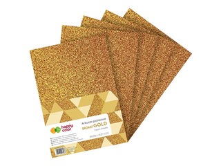 Foam craft sheets Happy Color, Gold, with glitter, A4, 5 sheets