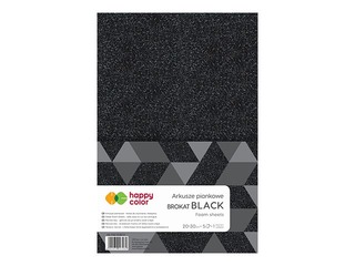 Foam craft sheets Happy Color, black, with glitter, A4, 5 sheets