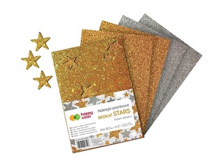 Foamcraft - Stickers Happy Color, Stars, with glitter,  A5, 5 sheets