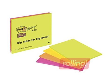 Līmlapiņas Post-it A5 Meeting Notes 6845-SSP, 152x203mm, 4x45 lapiņas 