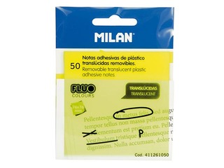 Клейкие листочки Milan, 76x76 мм, 50л., прозрачные, неоновые желтые