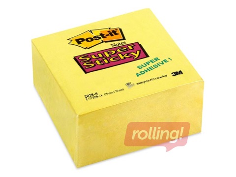 Līmlapiņu kubs Post-it, Super Sticky, 76x76 mm, 350l, dzeltens