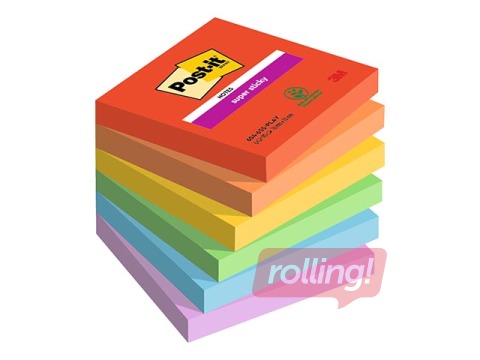 Līmlapiņas Post-It Super Sticky Playful 76x76mm, 6x90 lapiņas + AKCIJA! Pērc līmlapiņas un saņem dāvanu!