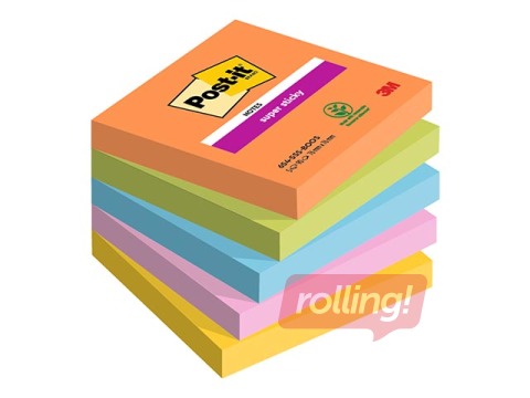 Līmlapiņas Post-It Super Sticky Boost 76x76mm, 5x90l. + AKCIJA! Pērc līmlapiņas un saņem dāvanu!