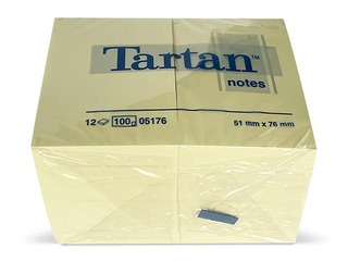 Līmlapiņas Tartan, 51x76mm,12x100 l., dzeltenas