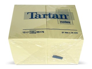 Līmlapiņas Tartan, dzeltenas, 51x76mm, 12x100 lapiņas