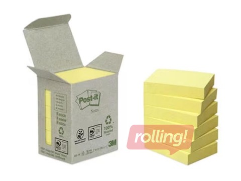 Клейкие листочки Post-it Recycled, желтые, 38x51мм, 6x100 листов