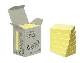 Līmlapiņas Post-it Recycled, dzeltenas, 38x51mm, 6x100 lapiņas