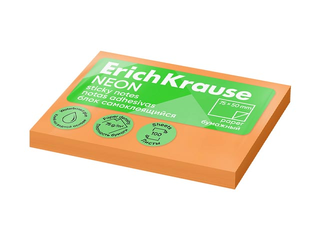 Līmlapiņas ErichKrause, neona oranžas, 50x75mm, 100 lapiņas