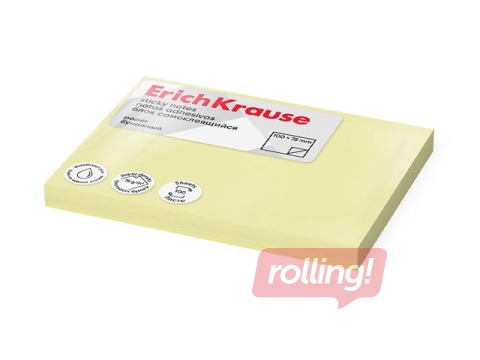 Līmlapiņas ErichKrause, pasteļdzeltenas, 100x75mm, 100 lapiņas