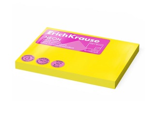 Līmlapiņas ErichKrause, neona dzeltenas, 100x75mm, 100 lapiņas