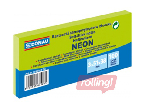 Līmlapiņas Donau, 38x51, 3x100l., neona zaļas 