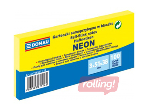 Līmlapiņas Donau, 38x51, 3x100l., neona dzeltenas