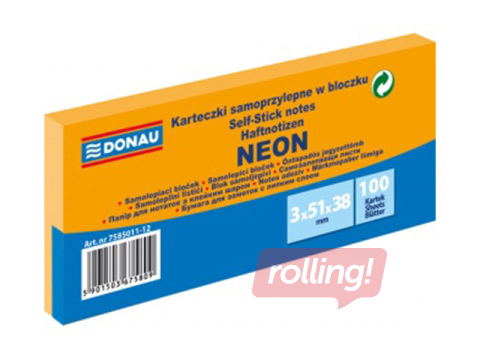 Līmlapiņas Donau, 38x51, 3x100l., neona oranžas