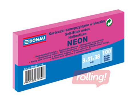 Līmlapiņas Donau, 38x51, 3x100l., neona rozā