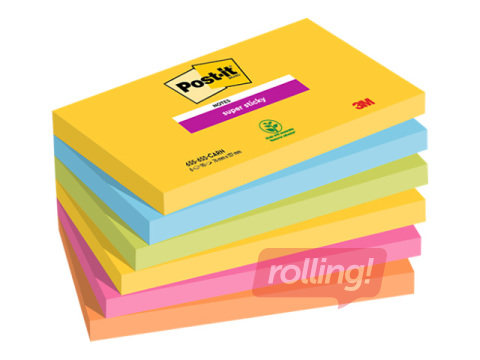 Līmlapiņas Post-It Super Sticky Carnival 76x127mm, 6x90l.