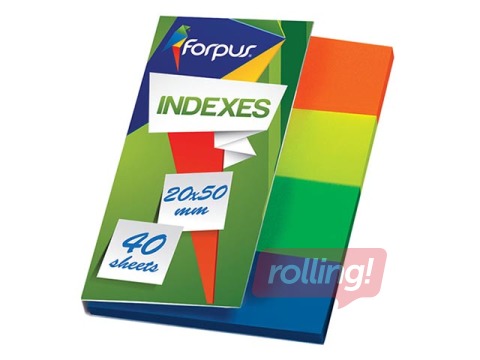 Marķēšanas indeksi Forpus, dažādas neonkrāsas, 50x20mm, 4x40 lapiņas