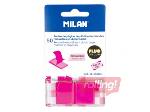 Index tabs Milan, translucent, 25 x 45 mm, neon pink 