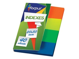 Marķēšanas indeksi Forpus, plastikāta, dažādas neonkrāsas, 50x20mm, 4x40 lapiņas