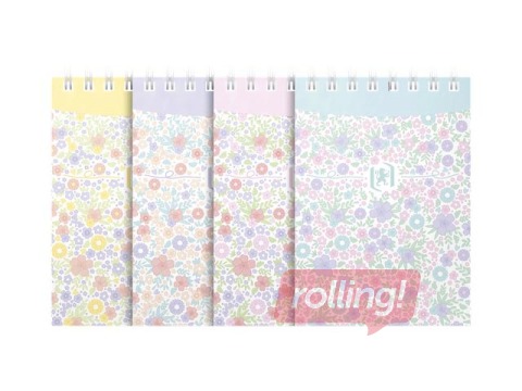 Piezīmju bloknots ar spirāli Oxford, Floral, A7, līniju, 140 lapas
