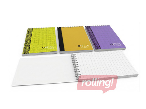 Piezīmju bloknots ar spirāli, A6, līniju, 80 lapas