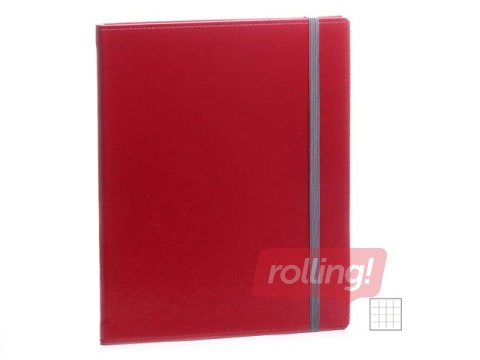 Piezīmju klade, A4 Soft, rūtiņu, sarkana ar pelēku gumiju