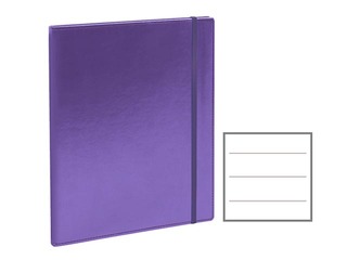 Piezīmju klade Flex, A4, līniju, violeta ar pelēku gumiju
