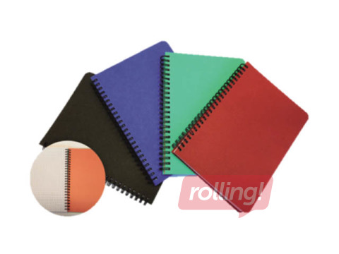 Klade kartona vākos ar spirāli SM·LT, A4, rūtiņu, 96 lapas