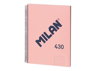 Klade ar spirāli cietos vākos Milan, A4, rozā, līniju, 80 lapas