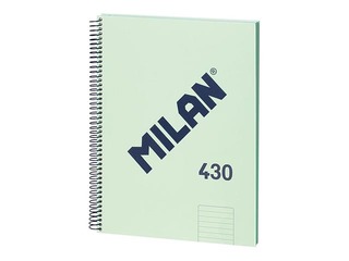 Klade ar spirāli cietos vākos Milan, A4, līniju, zaļa, 80 lapas
