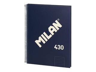 Klade ar spirāli cietos vākos Milan, A4, zila, līniju, 80 lapas
