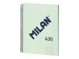 Klade ar spirāli cietos vākos Milan, A4, rūtiņu, zaļa, 80 lapas