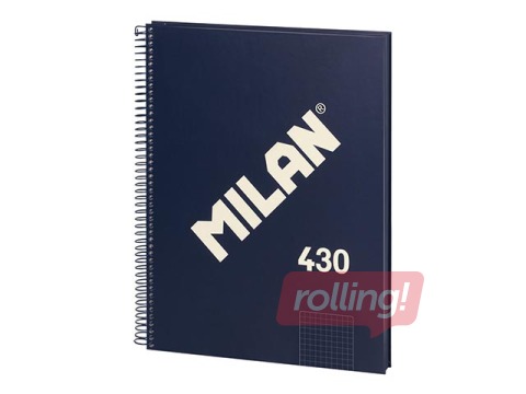 Klade ar spirāli cietos vākos Milan, A4, rūtiņu, zila, 80 lapas