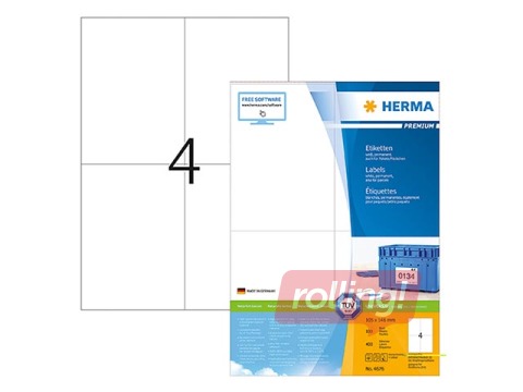 Uzlīmes Herma Premium, A4, 105x148 mm, 200 loksnes, baltas
