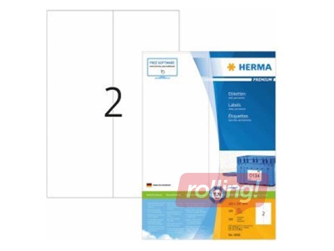 Uzlīmes Herma Premium, A4, 105x297mm, 100 loksnes, baltas