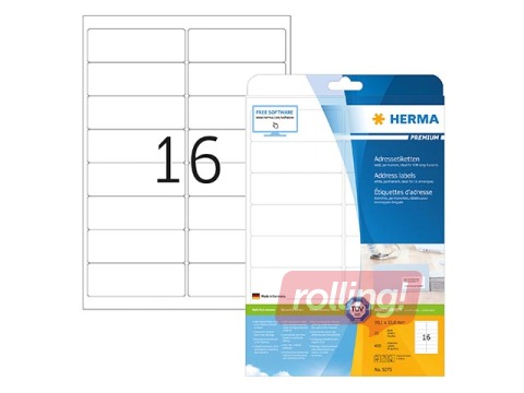 Uzlīmes Herma Premium A4, 99.1x33.8 mm, 25 loksnes, baltas, noturīgas