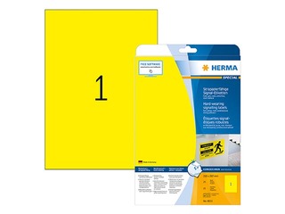 Наклейки Herma Special, A4, 210x297 мм, 20 листов, жёлтые